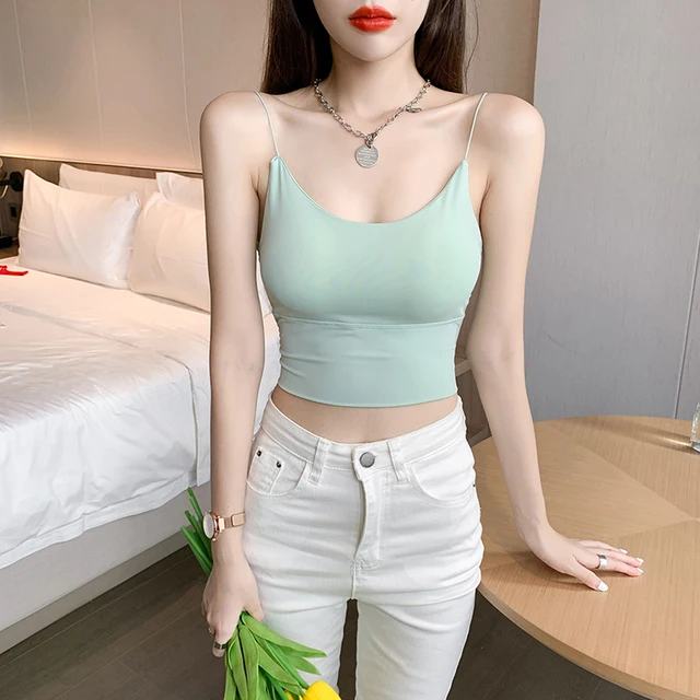 Real Shot Without Steel Ring Tube Top with Chest Pad Elastic Thin Suspenders V-neckline Low-neck Big Backless U-shaped Beautiful 7