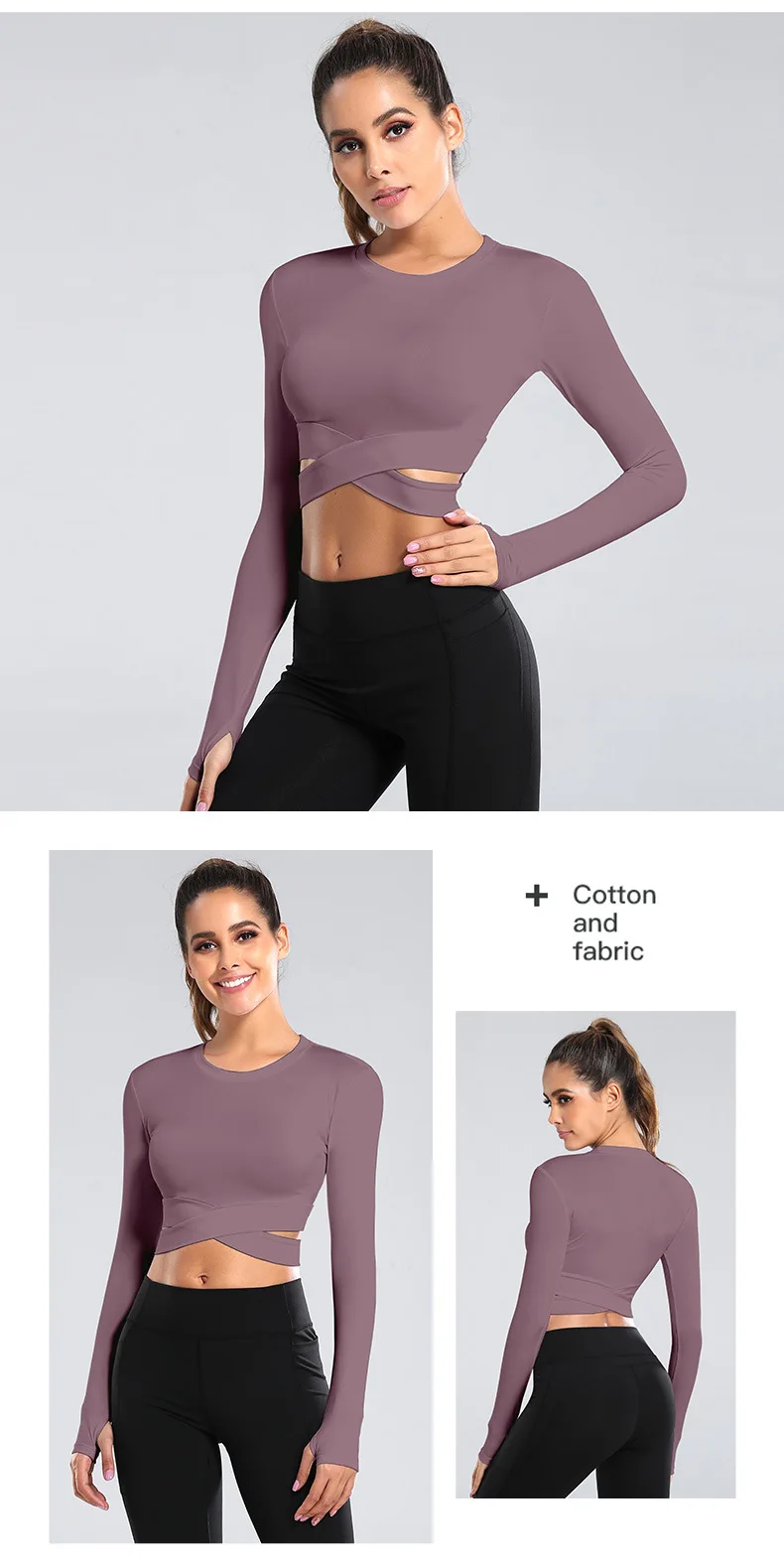 Crop Tops Sports Suits for Women Long Sleeve Yoga Shirts for Women Tracksuits Workout Shirts SportsWear Teens Tops Spring Autumn