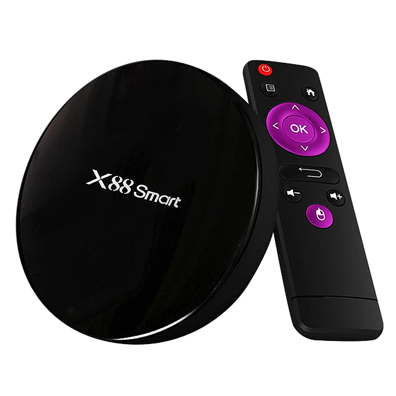 X88 Smart Tv Box Android 9.0 Rk3328 Quad Core 4Gb 32Gb Tv Receiver 2.4G Wifi 4K H.265 Media Player Micro- Usb Set Top Box(Us Plu