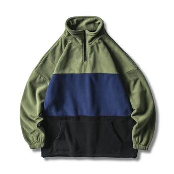 

Zipper Stand Collar Fleece Sweatshirt Boys/Girls 2019 Autumn Outerwear Hip Hop Harajuku Patchwork Female Tops Dropshipping