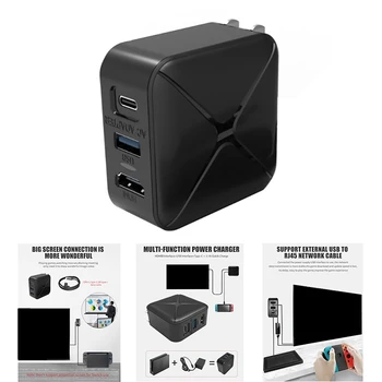 

USB C Fast Charger Power Adapter HDMI TV Dock Base Converter for Nintend Switch Game Console Controller