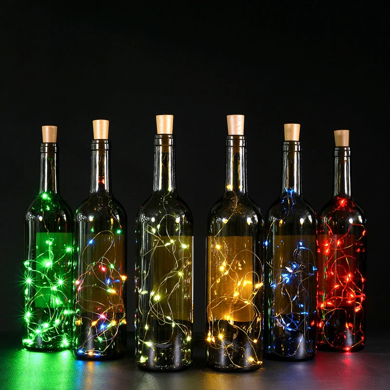 

1M-5M Silver Wire LED Light String Garland Bottle Stopper Glass Light String With Battery Christmas Lights Outdoor Decoration