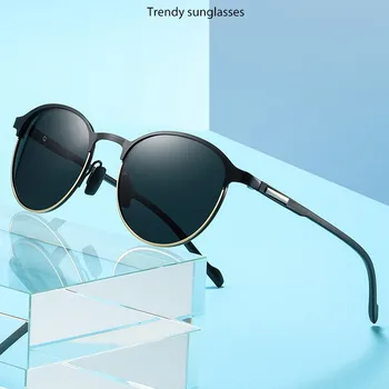 

Men Round Polarized Sunglasses Men Women Vintage Rays Brand Designer Semi-Rimless Driving Sun Glasses UV400 Protection
