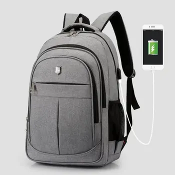 

Large Capacity Men Backpack Student High School Bags Teenage Boys Oxford Gray Usb Charging Bag Pack Big College Style Back Bag