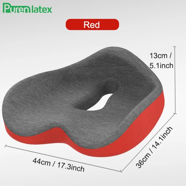 Purenlatex Chair Cushion Set Memory Foam Seat Cushion Lumbar Support Orthopedic Pillow Protect Coccyx Relieve Back Pain Car Seat 