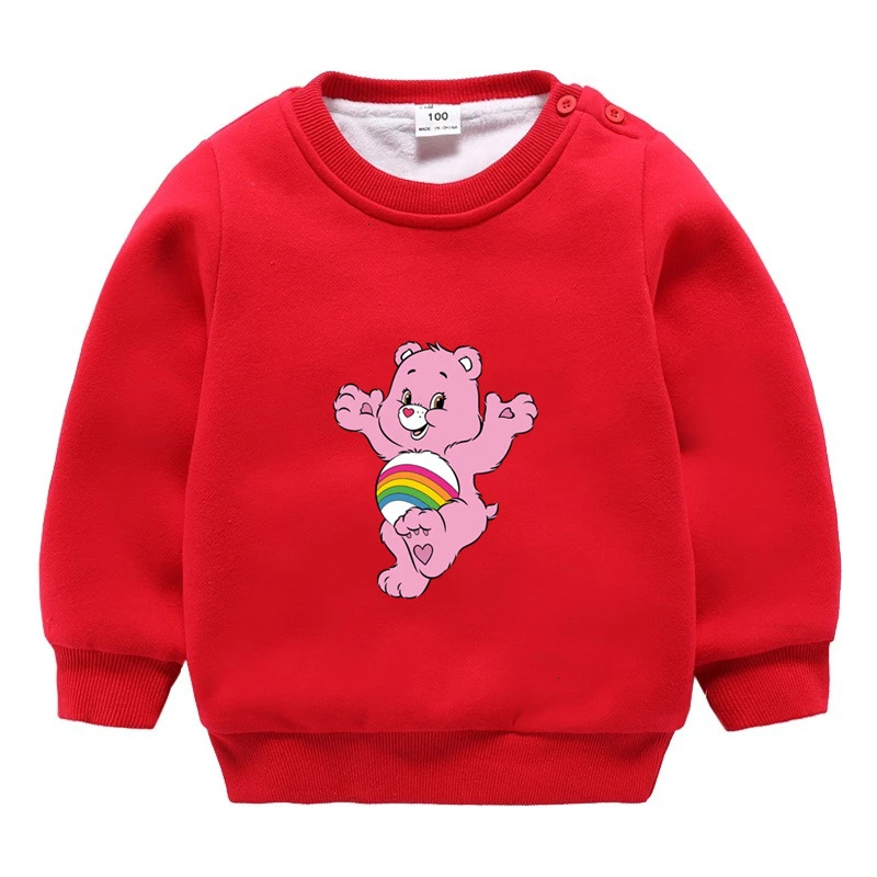 as picture Care Bears зимний вельветовый Свитшот От 3 до 9 лет для мальчиков и девочек, забавные скрещивающиеся цвет, Детские с О-образным вырезом для шеи, детские топы с рисунками из мультфильмов для малышей - Цвет: as picture