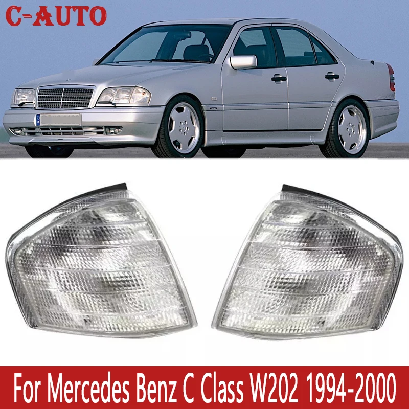 

C-Auto 1pair Clear Lens Car Side Corner Light Turn Signal Lamp Frame Cover For Mercedes Benz C Class W202 1994-2000 Accessories