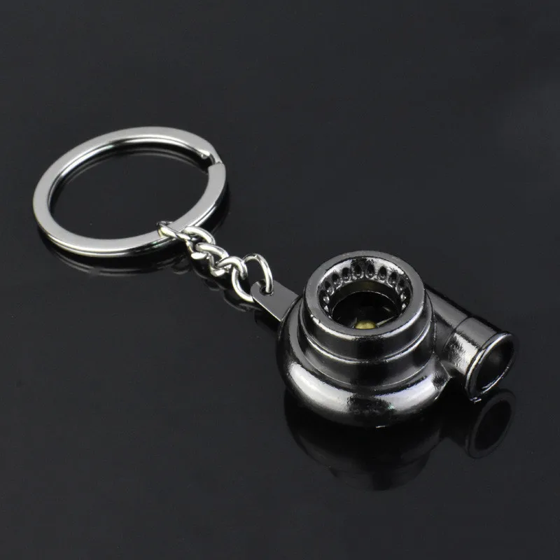 Auto Accessories Modified Turbo Metal Keychain Blower Hair Dryer Key Ring Chain Hanging - Название цвета: Черный