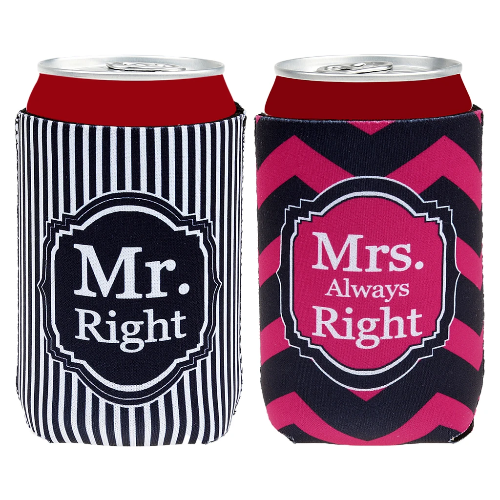 2 Set Wedding Engagement Beer Bottle Tin Cooler His & Her Cup Sleeve Holder
