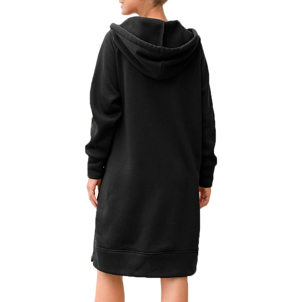 Осеннее Женское пальто-свитер с капюшоном большого размера женское длинное плотное пальто с воротником на молнии Женская одежда Женская теплая куртка