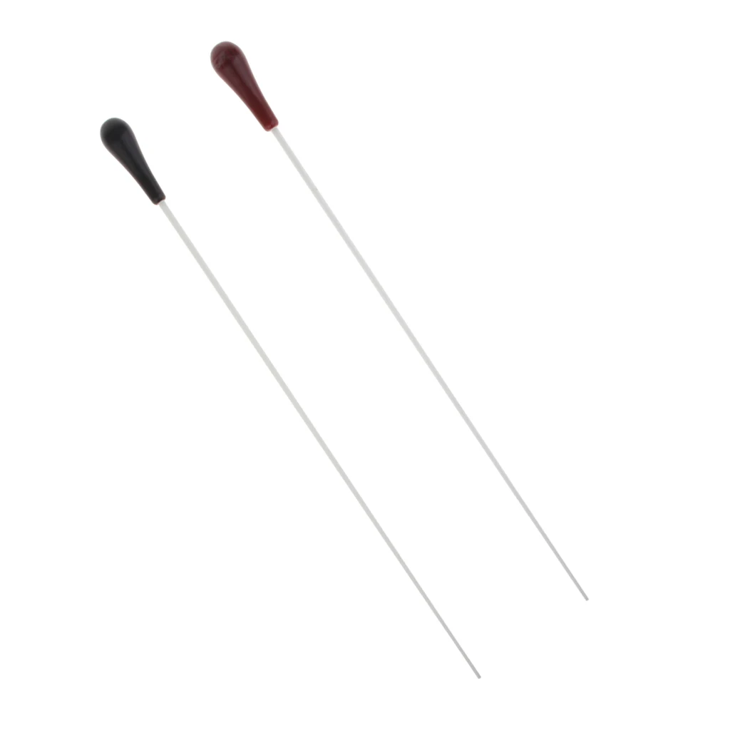 2 Pieces Conductor Wands Rod Resin Stick Handle 385mm Music Band Accessory, Black+ Red