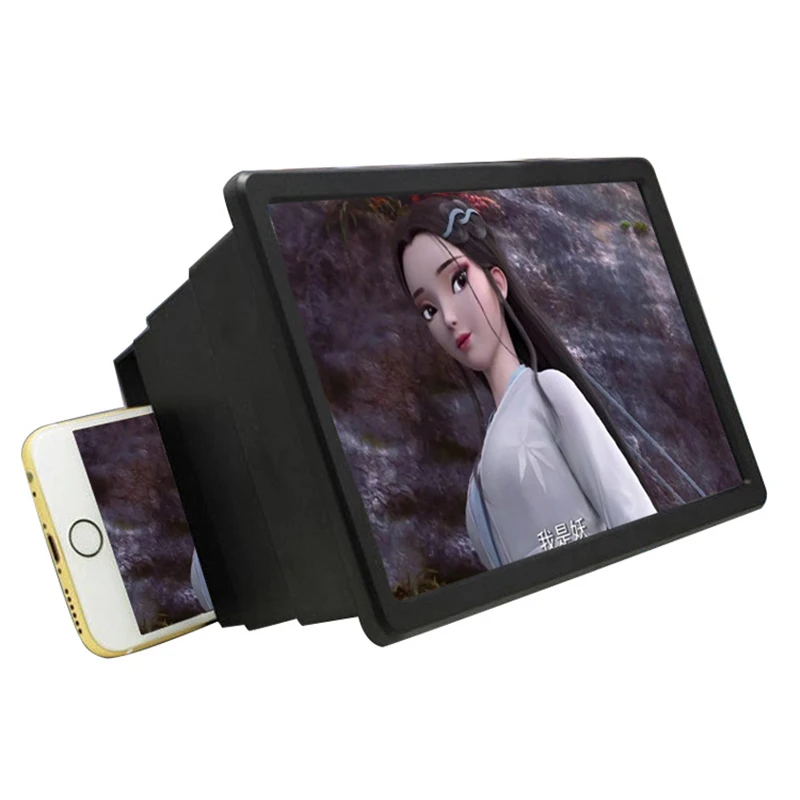 ERILLES Модный 3D экран Лупа портативный универсальный усилитель мобильный телефон расширитель экрана увеличительное стекло для смартфонов - Цвет: Черный