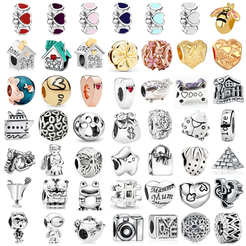 bolsa de dinero con corona brillante Original de moda, bolsa de regalo de oso y corazón, con cuentas, compatible con pulsera Pandora Original para mujer|Cuentas| - AliExpress