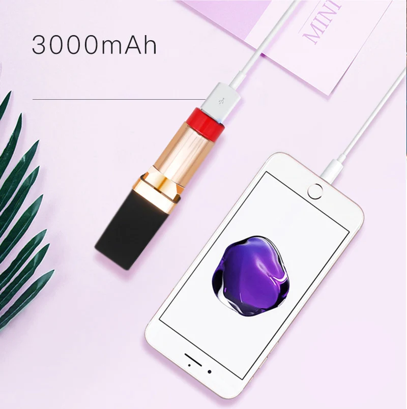 Мини power Bank красивое портативное зарядное устройство bank Губная помада модное