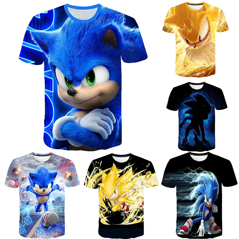 2020 летняя одежда для маленьких мальчиков футболка Sonic с мультяшным звуковым