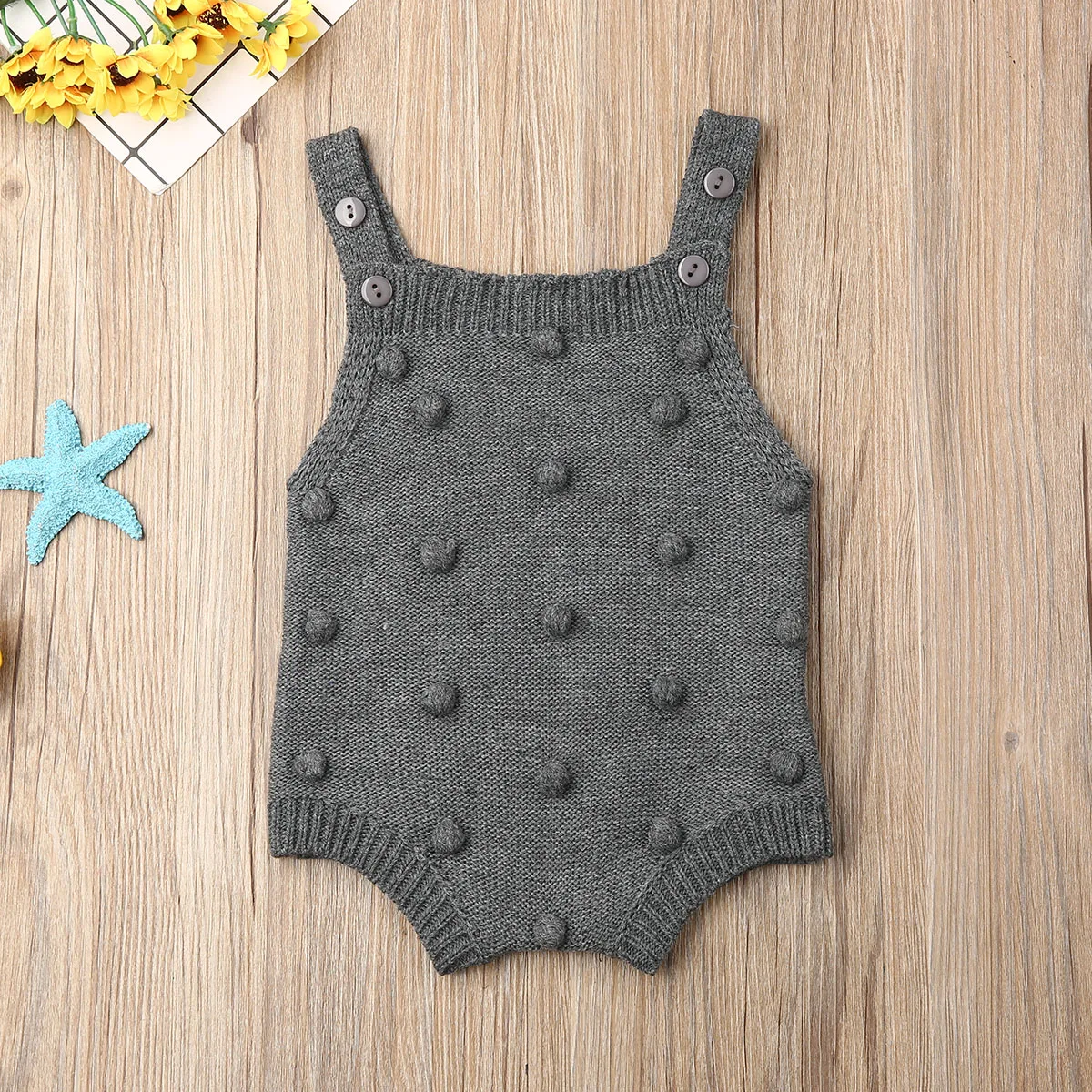 Baby Knitted Rompers Little Balls Sleeveless Jumpsuit Newborn Boys Girls Romper One-piece Outfits Clothes Winter Playsuit 0-18M