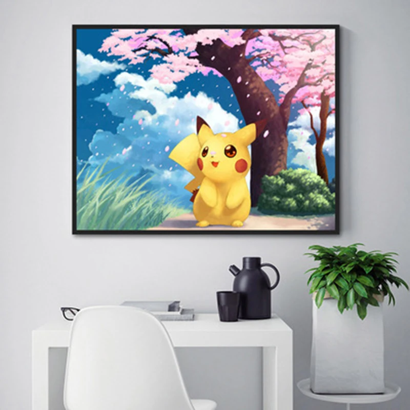 Kawaii Pokemon Pikachu Painting Diamond Drawing Sticker Frame Kids Handmade Kits  Art Diy Diamond Drawing Patch Gift For Children - AliExpress