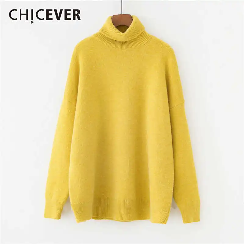 CHICEVER Thick Jumper Sweater Female Turtleneck Long Sleeve Loose Big Size Korean Pullovers For Women Fashion New Autumn | Женская