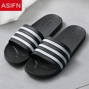 

ASIFN Summer Slippers Simple Men Slides Bathroom Non-slip Soft Bottom PVC Sandals Male Flip Flops Shoes Woman Zapatos De Hombre