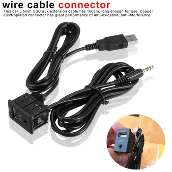 

1pcs Car 3.5mm AUX USB Extension Cable Lead Mounting Panel Headphone Male Jack Flush Mount Adapter for Volkswagen Toyota