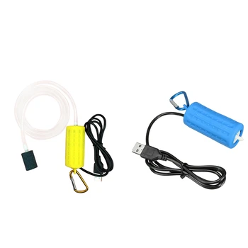 

2Pcs Usb Mini Aeration Pump Air Pump Aquarium Aerator Ultra Quiet Mini Fish Tank Go Fishing Oxygen Pump - Yellow & Blue