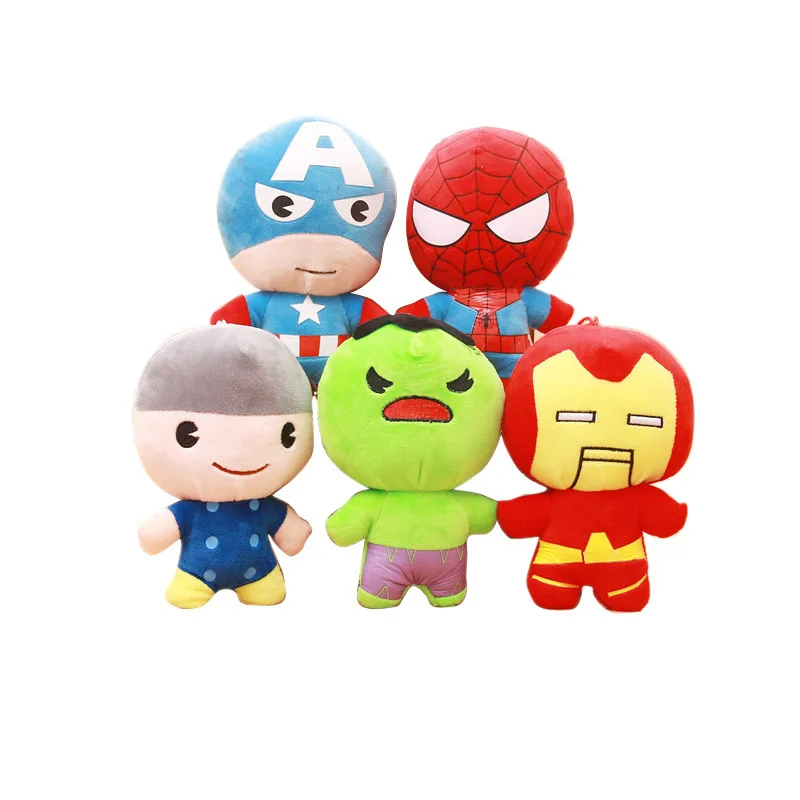 5pcs/Set The Avengers Dolls Marvel Captain America Batman Iron Man Superman Spider Plush Toy Cute Cartoon for Baby Kid | Игрушки и хобби