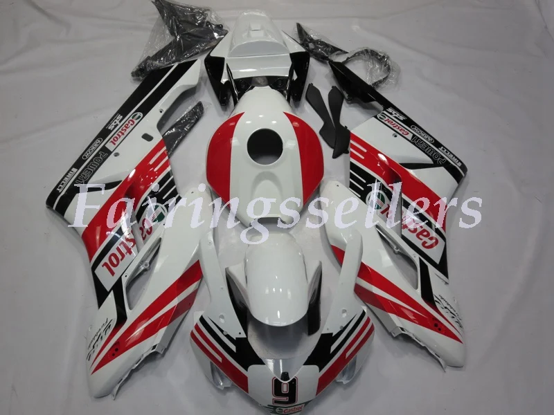 Black Red Castrol Литьевая форма) ABS Полный комплект обтекателя подходит для Honda CBR1000RR CBR1000 04 05 2004 2005 Обтекатели Черный Белый дизайн - Цвет: Black Red Castrol