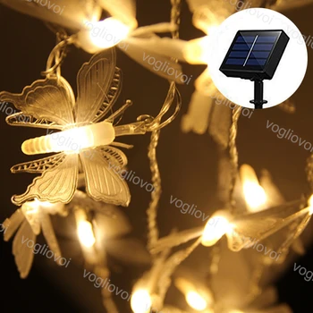 

Vogliovoi Solar Garden Lights Led String PVC Butterfly 20 50 100LEDs Warm White Waterproof For Christmas Wedding Party Garden