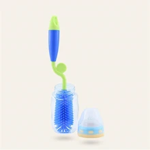 Щетка для детских бутылочек, вращающаяся на 360 градусов, силиконовая щетка для детского молока, щетка для бутылочки для кормления, щетка для чистки сосок, щетка для мытья