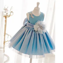 Детское платье-пачка принцессы с цветочным узором и бисером для маленьких девочек; элегантные вечерние платья из тюля высокого качества для девочек на день рождения Одежда для маленьких девочек