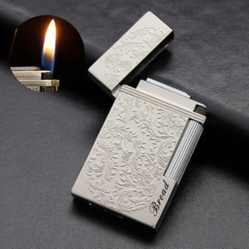 

Flints Gas Lighter Cigarette Cigar Lighter Grinding Jet Gasoline Flint Lighter Butane Metal Gas PING Bright Sound Inflated