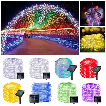 

200LED Solar Outdoor Light Waterproof Copper Wire Lamp String 8 Modes Multicolor Flash Fairy Light for Christmas Light Decor