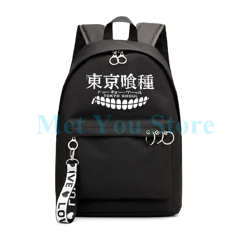 С героями мультфильмов одежда с надписью «Tokyo Ghoul рюкзак школьные ранцы Mochila дорожные сумки для ноутбука кольцо с изображением ленты рюкзак в форме круга розового и черного цвета