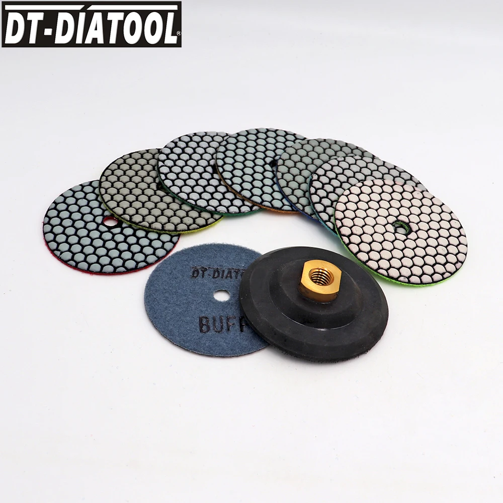 

DT-DIATOOL 8pcs/set Dry Flexible Polishing Pads Dia 4"/100mm Polishing Wheel Resin Bond Diamond Sanding Disc For Granite Marble