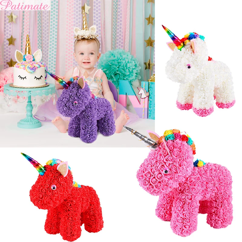 

PATIMATE Foam Rose Unicorn Bear Artificial Flowers Unicorn Birthday Party Decorations Kids Gift Unicornio Wedding Party Supplies