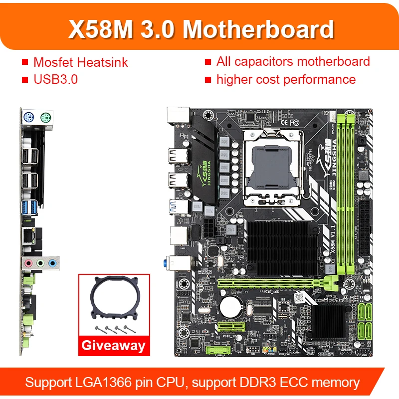 Новая материнская плата Jingsha X58 LGA 1366 с поддержкой серверной памяти REG ECC и