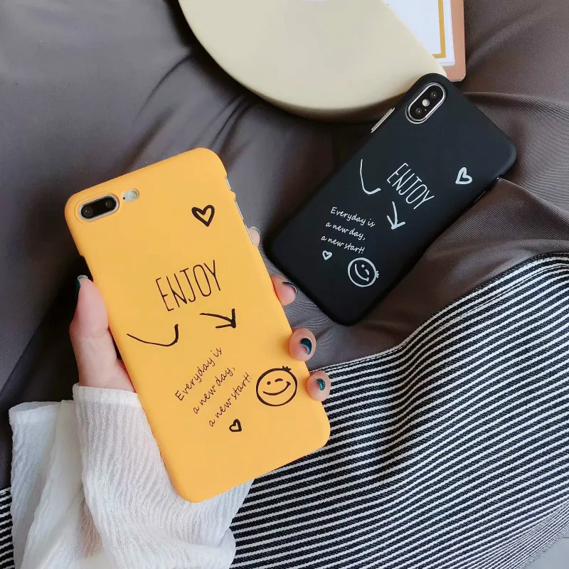 

For iPhoneXsMax mobile phone shell Apple 8 simple smiling face love letter arrow frosted half package shell 6S phone case