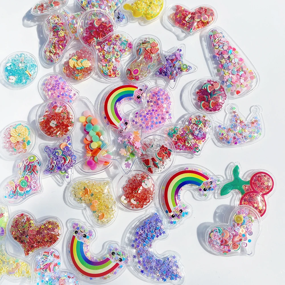 Random Sell Fruit Christmas Acrylic Shakers Quicksand 3D Resin Bead For Phone Case Decoration,DIY Hair Bow Decor,1Yc11361