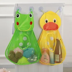 Sac de rangement de jouets de bain pour bébé, sac en filet en maille canard grenouille mignon, sac de rangement de jouets d'eau pour enfants, ventouse, sac de jeu de bain, accessoires de salle de bain 