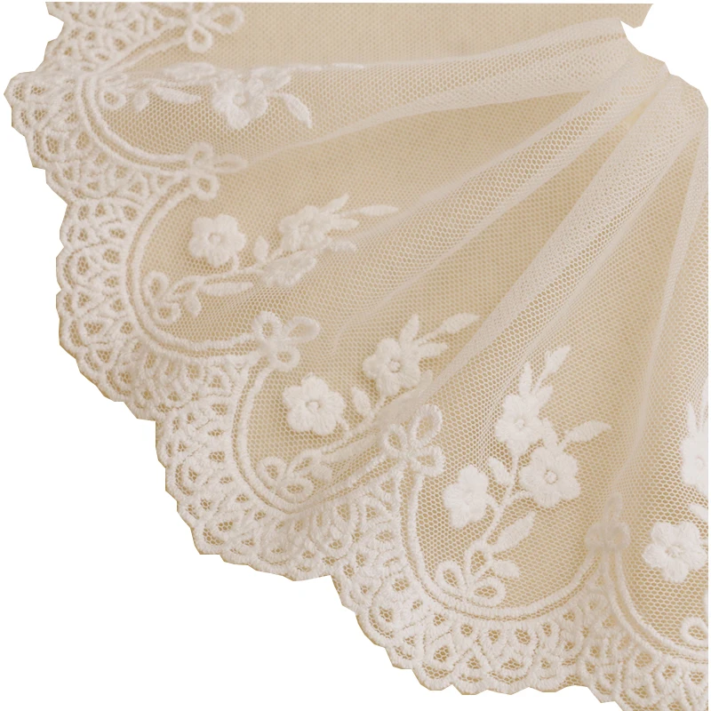 Lace Fabric 2YARD 12CM Handmade DIY Clothing Accessories Wedding Floral Embroidery Lace Fabrics Curtains Sofa Sewing Lace Trim