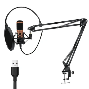 

USB Condenser Microphone With Tripod Stand Studio Recording Microphone Kit With Adjustable Desktop Mic Arm For Toutube Podcast