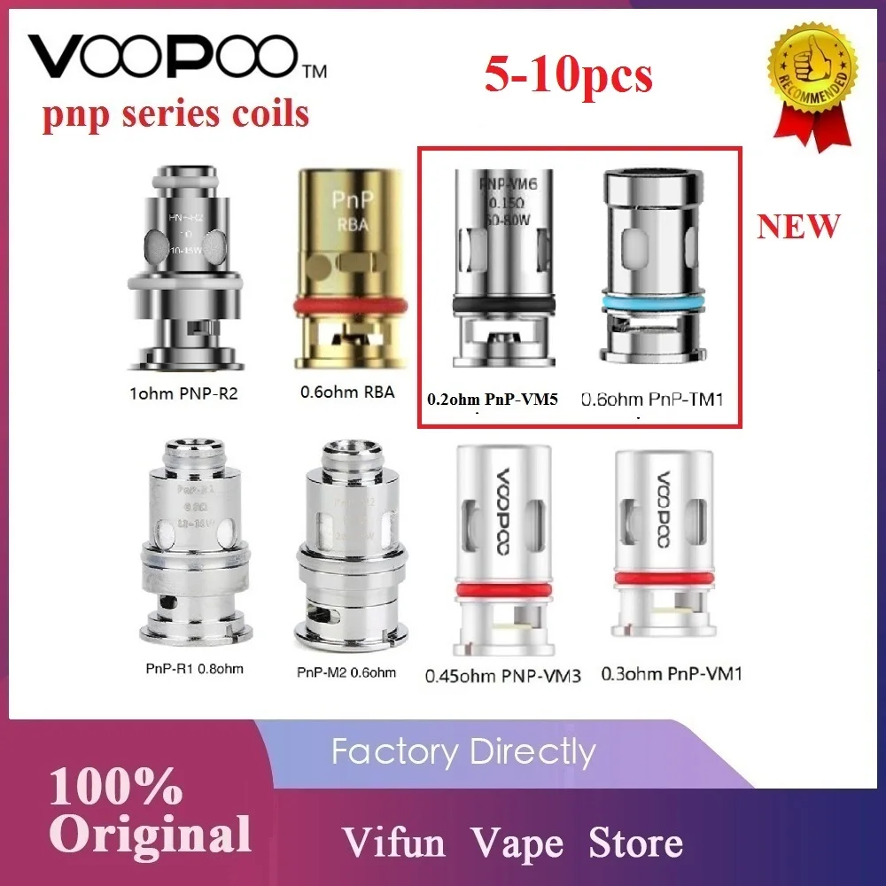5 10 шт. VOOPOO PnP катушки 0.6ohm TM1/ 0.2ohm VM5/ RBA катушка для Argus Air/Drag X /Vinci /VINCI Mod Pod