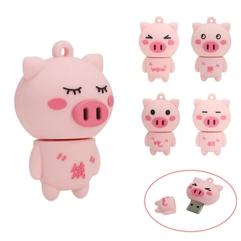 

USB Pig Flash Drive 256 32 4 128 16 64 8 gb Personalized mini gift Pendrive Cute Animal cle usb 2.0 Memory stick 4GB 32GB Disk