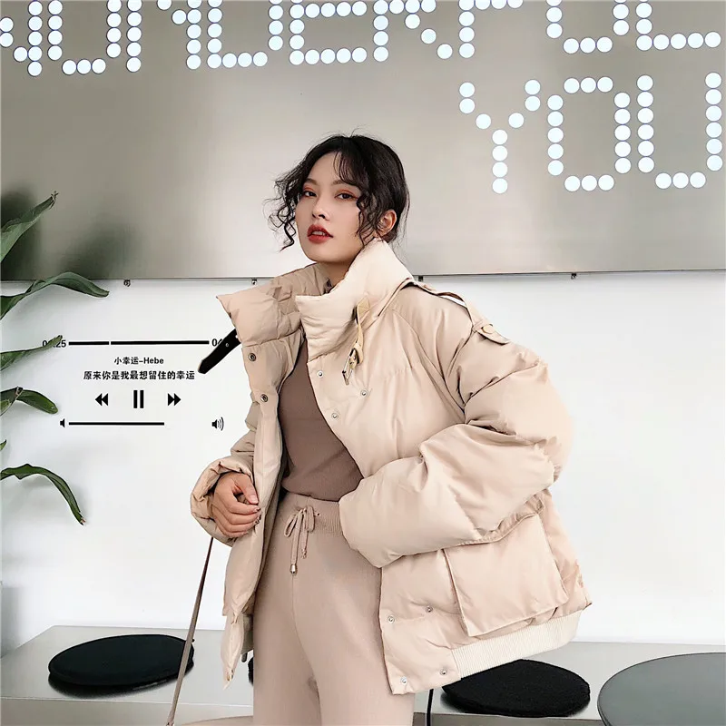 

HziriP 2019 New Fashion Winter Jacket Women OL Elegant Cotton Padded Warm Thicken Ladies Coat Solid Outwear Parka Womens Jackets