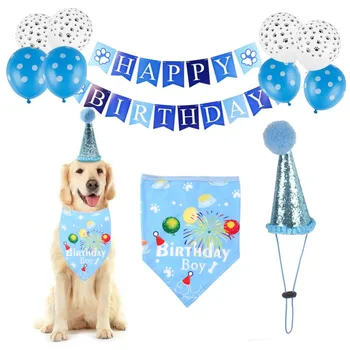 

Pet Birthday Party Decor Pet Puppy Dog Bulldog DIY Theme Birthday Party Gift Decor Supplies Hat Collar Banner Accessory Gift.