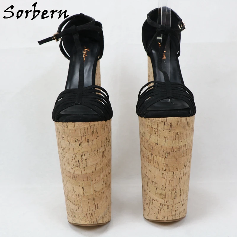 Sorbern 12 Inch Wedge Sandals with T-Strap and Thick Platform for Women's Night Club Footwear image 2