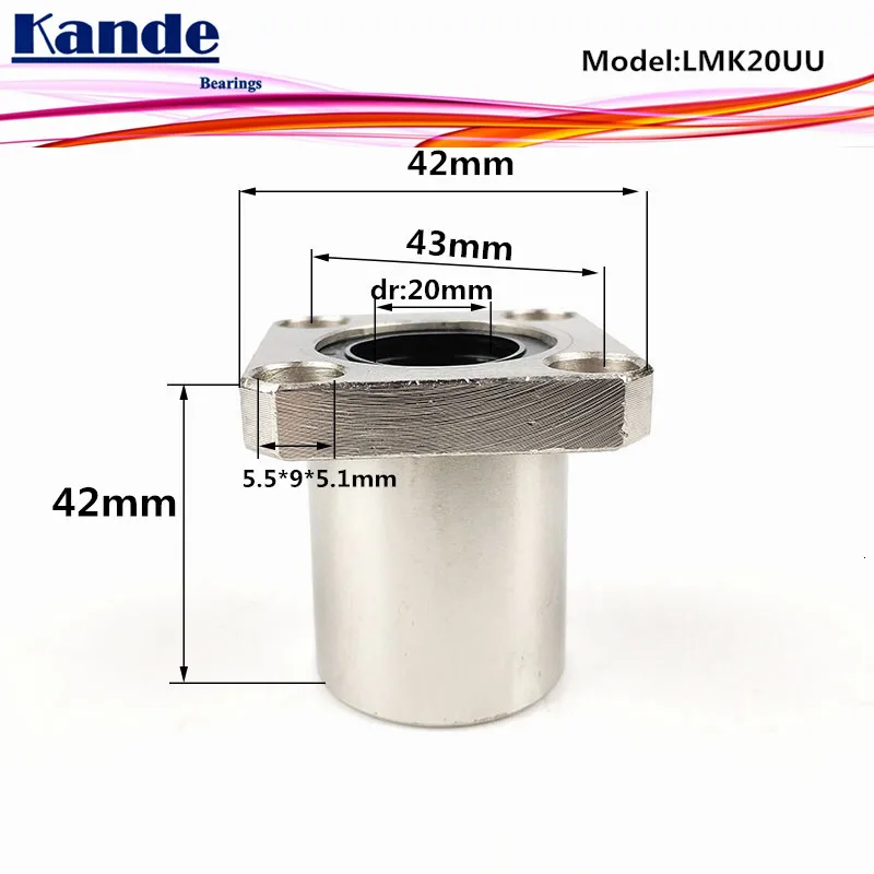 Kande подшипники LMK20 UU 2 шт. LMK20UU Квадратный фланец линейный подшипник dr: 20 мм LMK20