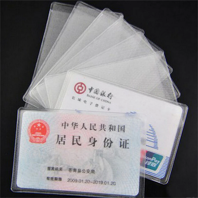 10X PVC Credit Card Holder Protect ID Card Business Card Cover Clear Frost Jq 