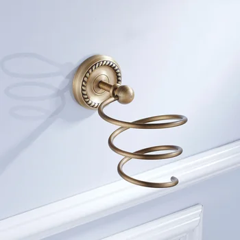 

European Antique Hair Dryer Holder Wall Mounted Hair Dryer Rack Carved Bathroom Shelf