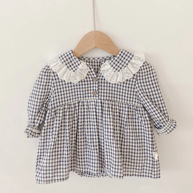 Girls Plaid Long Sleeve Baby Bodysuit